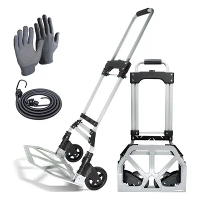 (80 KG - Max Load, Silver) Heavy Duty Folding Aluminum Trolley Hand Truck