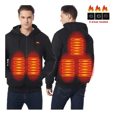 (black, 2XL(77 to 85kg)) USB Heating Hoodies Men Winter Electric Heated Hoodies Jackets Heated Z