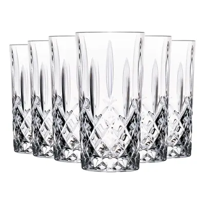 6x Highball Cocktail Glasses Set RCR Crystal Cut Glass Drinking Tumblers 396ml