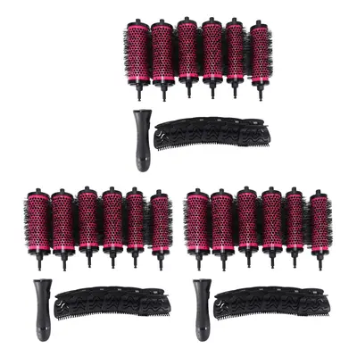 18Pcs Sizes Detachable Handle Hair Roller Brush with Positioning Clips Aluminum Ceramic Barrel C