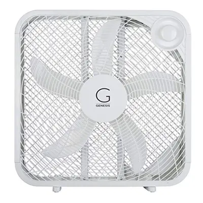 Genesis 20" Box Fan, Settings, Max Cooling Technology, Carry Handle, White (G20BOX-WHT)