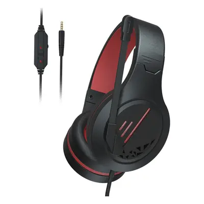 (Red) Gaming Headset 3.5mm Audio Interface Omnidirectional Noise Isolating Flexible Microphone f