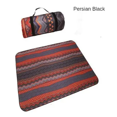 (Persian Black, 150x150cm) Folding Camping Mat Outdoor Beach Picnic Nation Style Printed Thicken