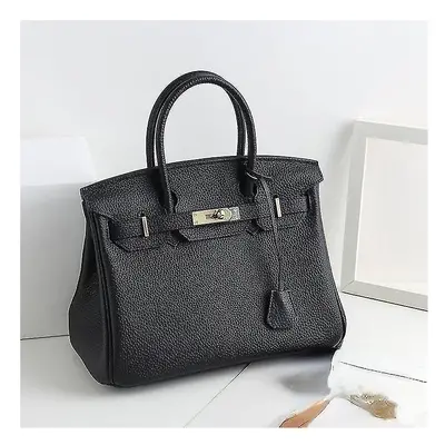 (Ladies Women Leather Handbag Birkin First Layer Cowhide Leather Tote Bag Commuter Crossbody Kel