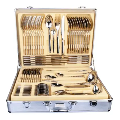 72 Piece Stainless Steel Gold Cutlery Canteen Set Supreme Quality