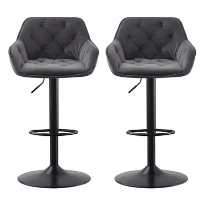 (Grey) pcs Bar Stools Paddedï¼Armrest Swivel Bar Chairs