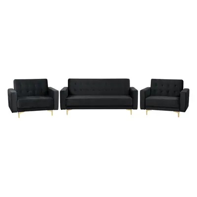 Modular Velvet Living Room Set Black ABERDEEN