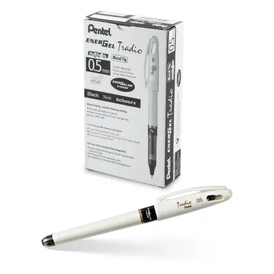 Pentel EnerGel Tradio Pearl Gel Ink Pen (0.5mm) Fine Point Capped Needle Tip Black Ink Box of (B