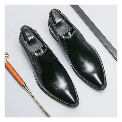 (black, 41) New Men&apos;s Dress Leather Shoes Luxury Fashion Groom Wedding Shoes Men Italian St