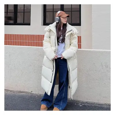 (white, XXL) Warm Winter Pink Hooded Long Parka Chaqueta Thick Windproof Overcoat Casual Snow We