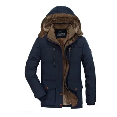 (blue, L) Good Quality Male Fit Winter Coats Multi-pocket Cargo Jackets Men Long Winter Coats Do