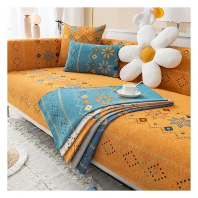 (orange, 110x210cm 1pcs) Bohemia Sofa Mat Covers For Living Room Non-slip Universal Sofa Cushion