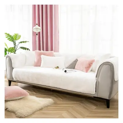 (beige, 90*210cm) Winter Soild Color Sofa Covers Towel Soft Plush Couch Cover