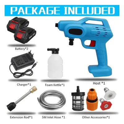 (2*Battery) 1800w Cordless Water Jet High Pressure Car Wash Guns 85bar Electric Car Washer Porta