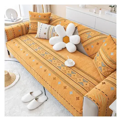 (orange, 90x240cm 1pcs) Bohemia Style Chenille Sofa Cover For Living Room Non-slip Sofa Cushion 