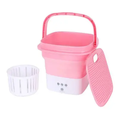 (pink, EU) Folding Washing Machine For Clothes With Dryer Bucket Washing For Socks Underwear Min