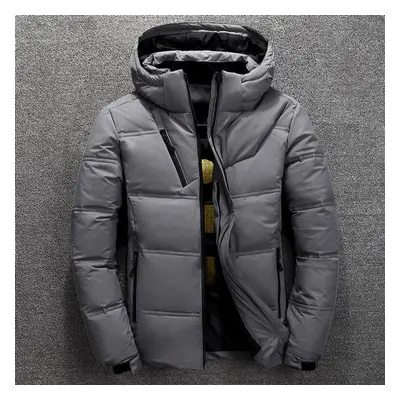 (slate gray, XL) New Men&apos;s Winter Clothes Short Thickened Down Jacket Youth White Duck Down