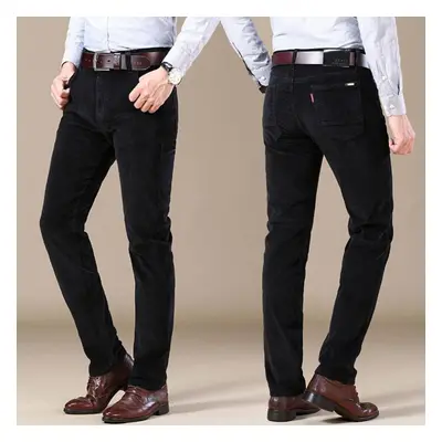 (black, 36) Autumn Winter New Men&apos;s Corduroy Casual Pants Business Fashion Solid Color Elas