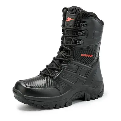 (black, 45) Big Size Men&apos;s High-top Military Boots Combat Boots Military Training Shoes