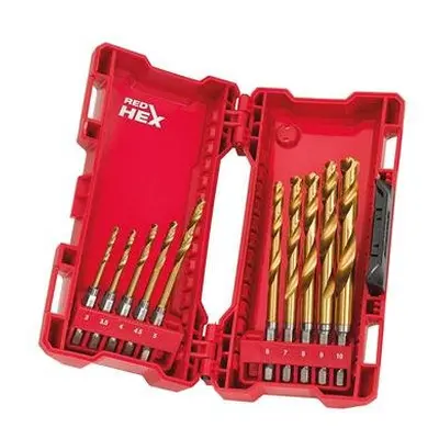 Milwaukee Metal Drill Bit Set 48894759Â 56Â g Red Hex titanium Shockwave, 1Â W, 0Â V