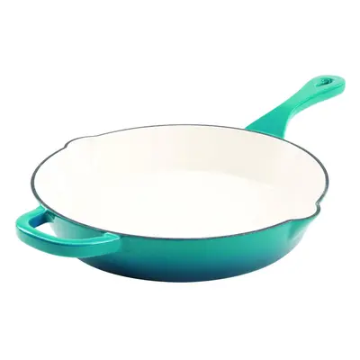 crock Pot Artisan Inch Enameled cast Iron Round Skillet, Teal Ombre