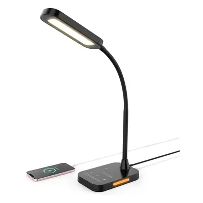 (Black) LED Desk Lamp 12W Dimmable Desk Lamp with USB Charging Port Brightness Levels Color Temp