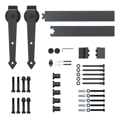 HOMCOM Sliding Wood Barn Door Track System Kit Hardware Set Stainless Steel