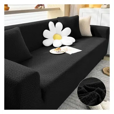 (black, Seater 145-185cm) Thick Sofa Cover For Living Room Elastic Jacquard 1/2/3/4 Seater Sofa 