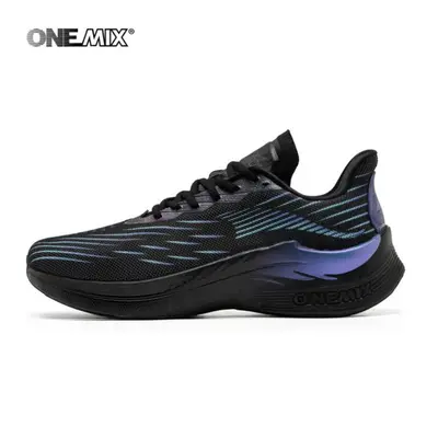 (black,red, 46) Onemix Men Running Shoes Onemix Unique Tongue Design Breathable Mesh Women Sport