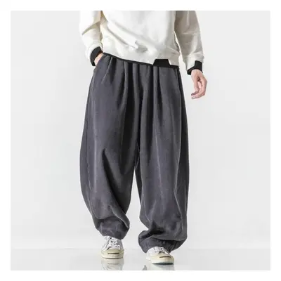 (grey, 4XL) Corduroy Men&apos;s Harem Pants Casual Streetwear Long Pants Loose Sweatpants Vintag