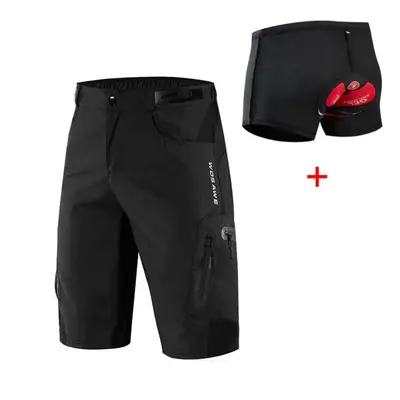 (black, L) Wosawe Men&apos;s Baggy Cycling Shorts Loose-fit Mtb Mountain Bike Bicycle Casual Pan