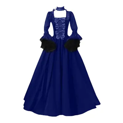 (navy, L) (joy Choose)women Vintage Retro Gothic Long Sleeve Hooded Dress Long Gown Dresses