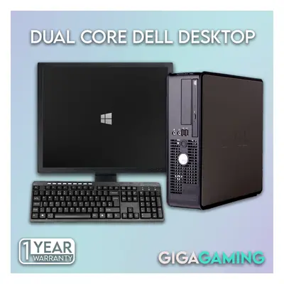 (250GB HDD, PC + 19" Monitor + Keyboard + Mouse) FULL DELL DESKTOP TOWER Intel Dual Core PC + Wi