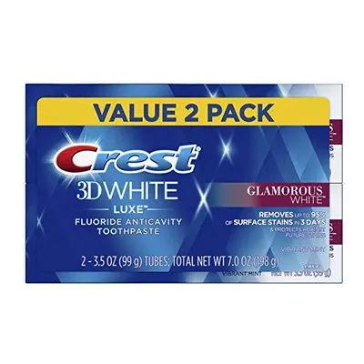 Crest Twin Pack 3D White Luxe Glamorous White Toothpaste, 3.5 Ounce each