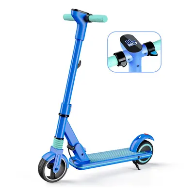 (Blue) Electric Scooter for Kids and Teens, Folding E Scooter, 8KM,130W, LED Display,14km/h,2 Br