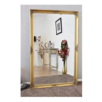 MirrorOutlet X Large Gold Antique Bevelled Dressing Wall Mirror 5Ft6 X 3Ft6 (168cm X 107cm)