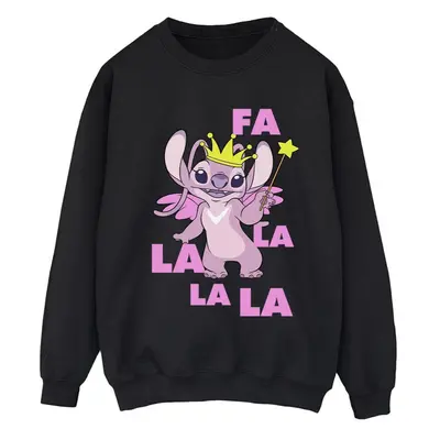 (L, Black) Disney Womens/Ladies Lilo & Stitch Angel Fa La La Sweatshirt