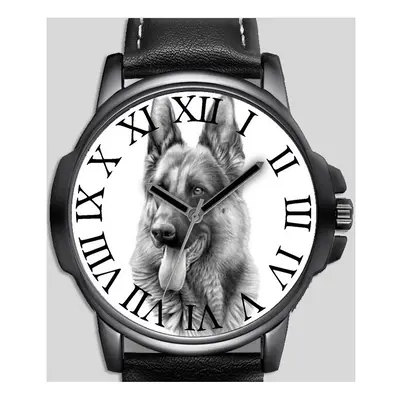 German Shepherd Lover Grey Portrait Stylish Rare Quality Wrist Watch UK Seller