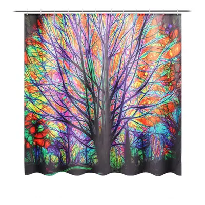 180x180cm Colorful Tree Leaves Waterproof Bathroom Shower Curtain w/ Hooks