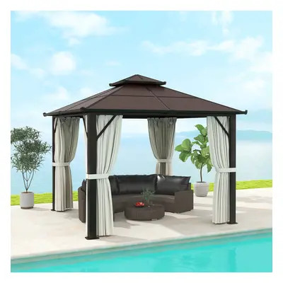 Outsunny 3x3(m) Polycarbonate Hardtop Gazebo with Aluminium Frame, Beige