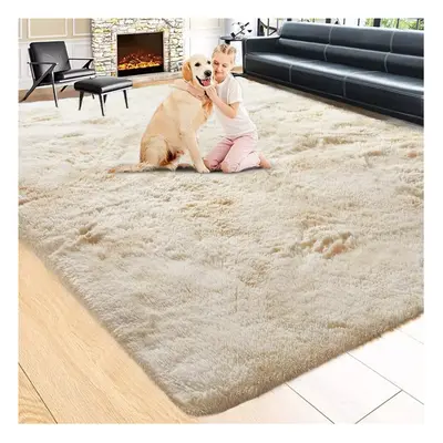 (CREAM- TYE DYE, 160X230 CM) Extra Large Rugs Fluffy Shaggy Living Room Rug