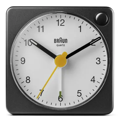 Braun Classic Travel Analogue Alarm Clock, Compact Size, Black & White, BC02XBW