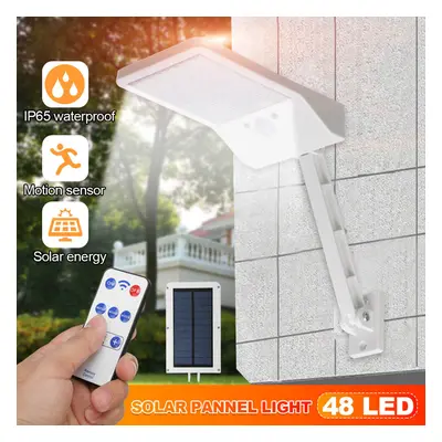 Motion Sensor PIR Bright LED Solar Wall Power Light Garden Outdoor Street Lamp+Remote Control