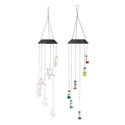 (Wishing Bottle) Solar Powered LED Wishing Bottle Wind Chime Hanging Light Color Changing Lamp G