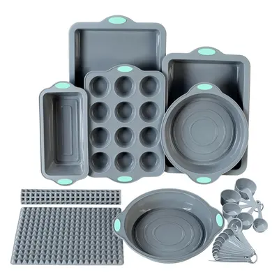 (8 Pieces, Light Grey) 2pcs Silicone Baking Mat Non-stick Cookie Sheet Cake Muffin Loaf Pan with