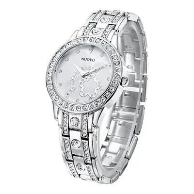 NUOVO Women?s Watches Silver Diamond Crystals Bezels Stainless Steel Bracelet Quartz Analogue Fa