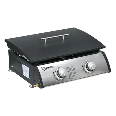 Outsunny Portable Gas Plancha BBQ Grill with Stainless Steel Burner, 10kW