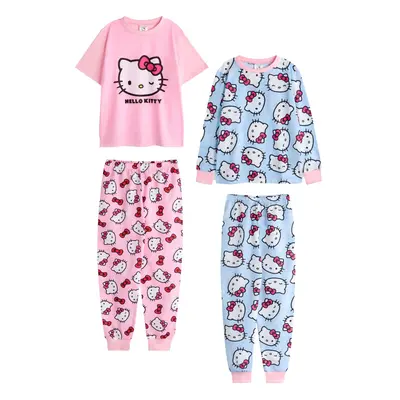 (9-10 Years, Blue/Pink) Hello Kitty Girls Long Pyjama Set (Pack of 2)