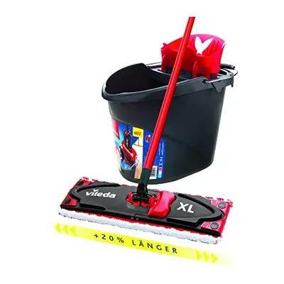 ULTRAMAX Floor Mop Complete Set, Extra Wide Mop with Handle, Microfibre Cover and Bucket with Po