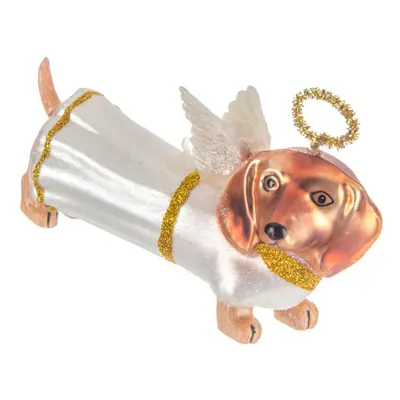 Robert Stanley Dachshund Angel Dog Glass Ornament for Christmas Tree Inches